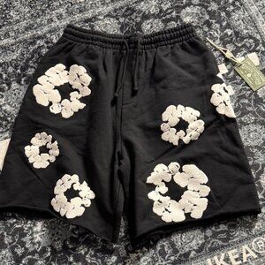 Men's Black Floral Athletic Shorts